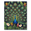 Vibrant Peacock Tropical Garden Area Rug