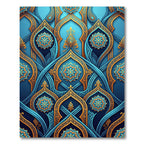 Azure Gold Arabesque Medallion Weave Rug