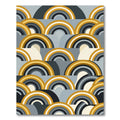 Mid Century Yellow Gray Rainbow Waves Rug