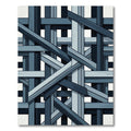 Modern Blue Interlocking Geometric Weave Rug