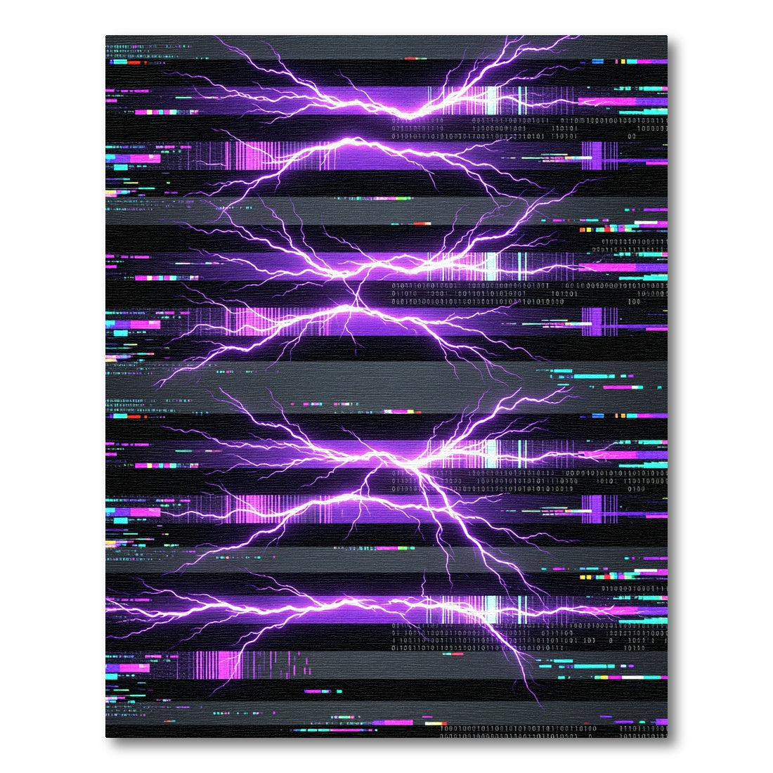 Electric Purple Digital Glitch Lightning Rug