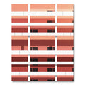 Coral Geometric Brutalist Grid Rug