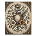 Vintage Floral Crested Feather Composition Rug