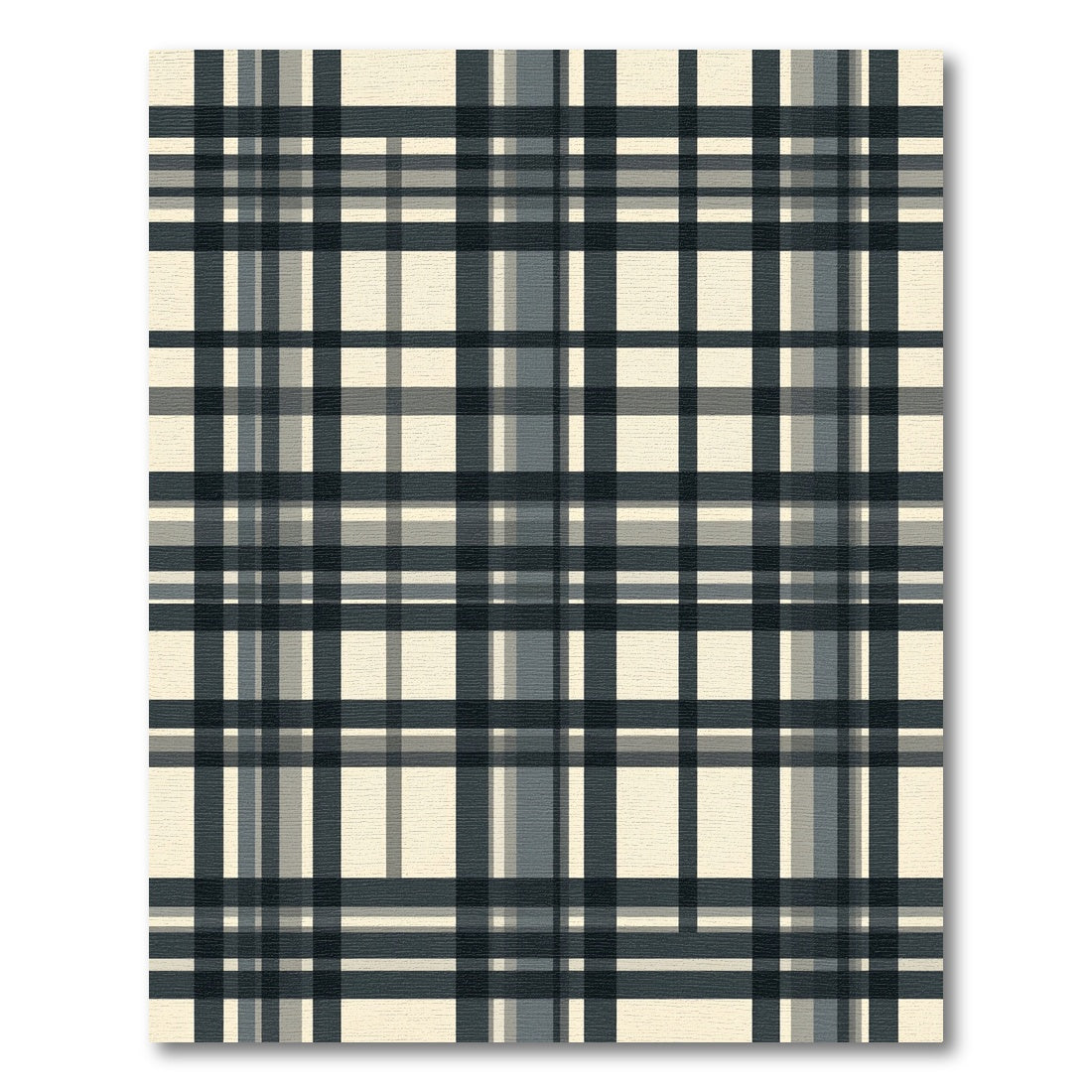 Classic Black White Plaid Tartan Rug
