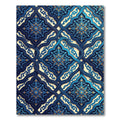 Ornate Blue Golden Floral Lattice Rug