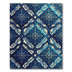 Ornate Blue Golden Floral Lattice Rug