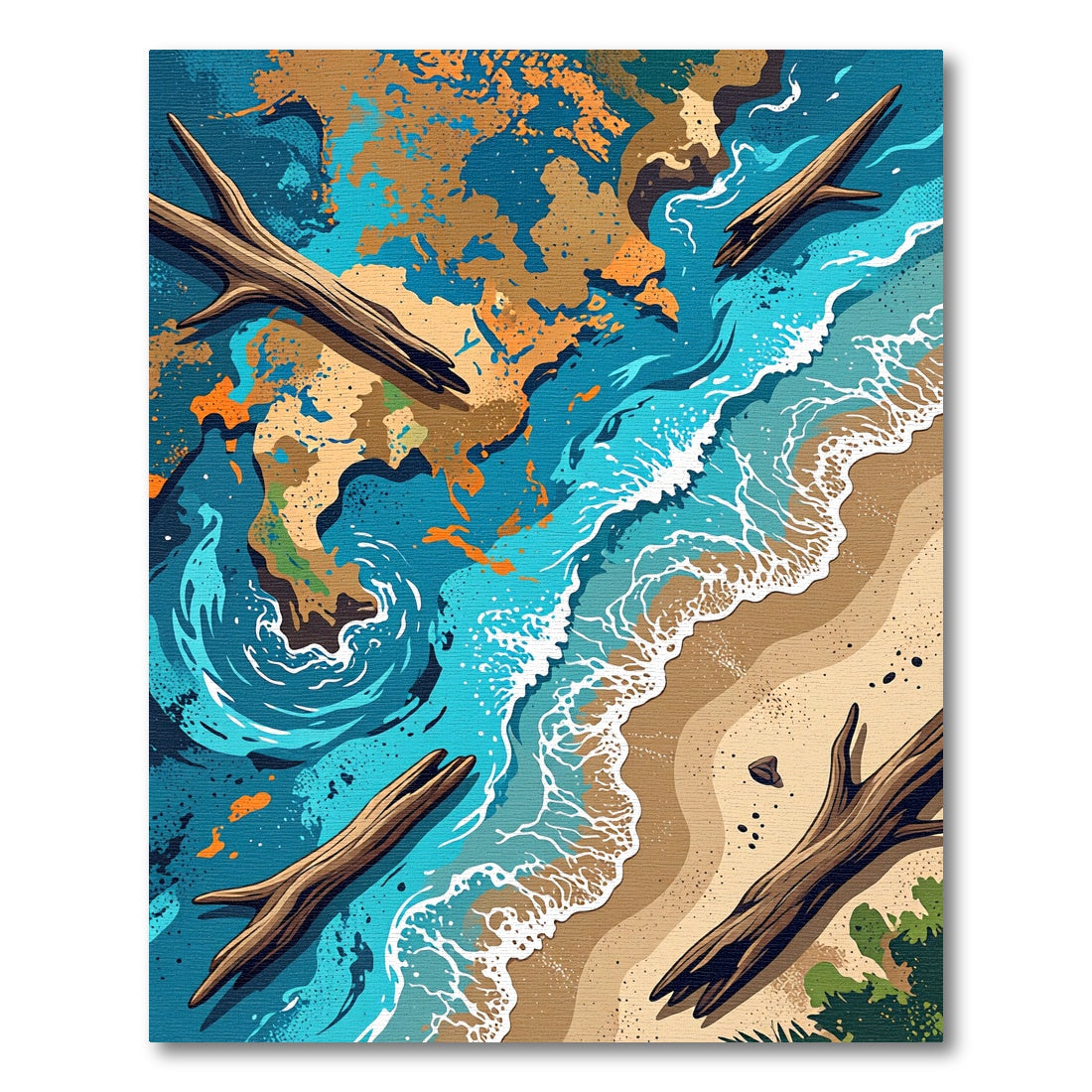 Oceanic Earth Driftwood Abstract Rug