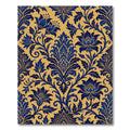 Blue Golden Damask Floral Scrolls Rug
