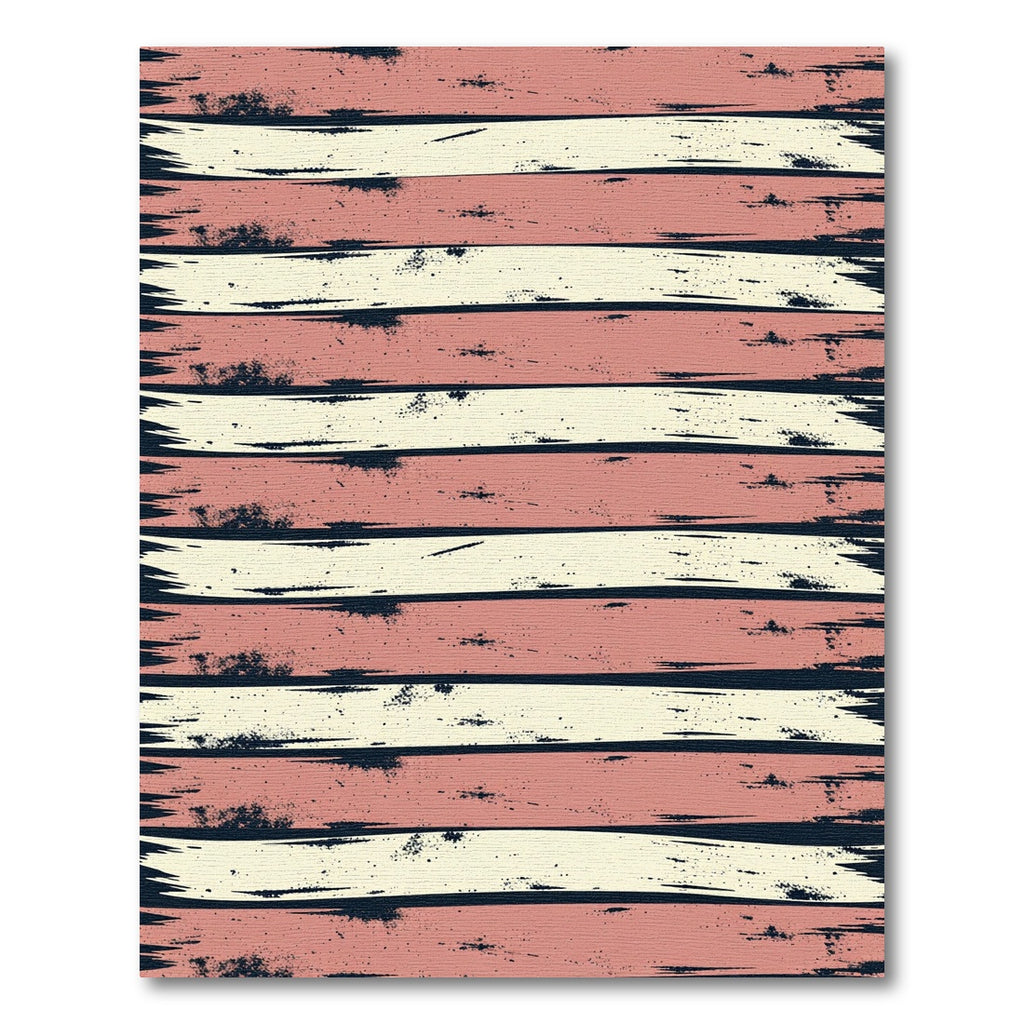 Distressed Pink Cream Horizontal Stripe Rug