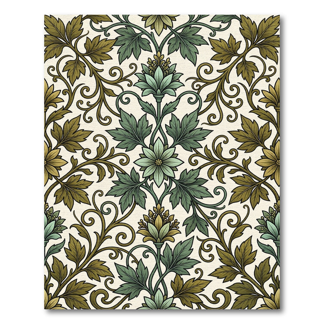 Vintage Verdant Floral Scroll Rug