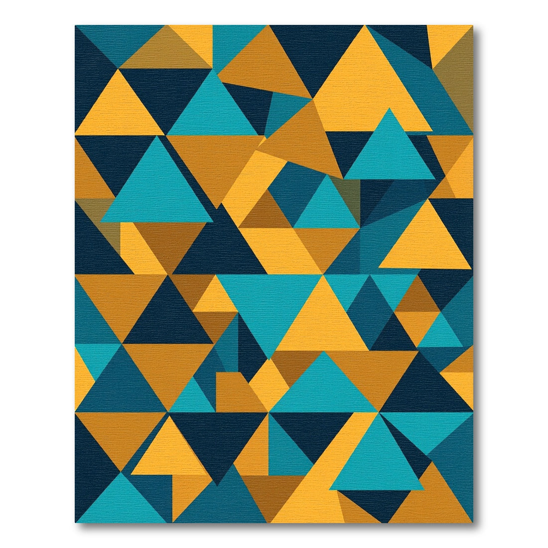Abstract Teal Mustard Geometric Triangles Rug