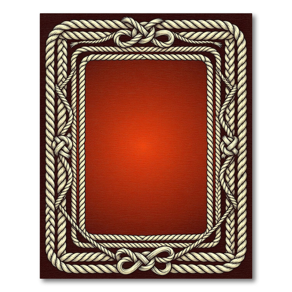 Braided Rope Nautical Border Crimson Rug