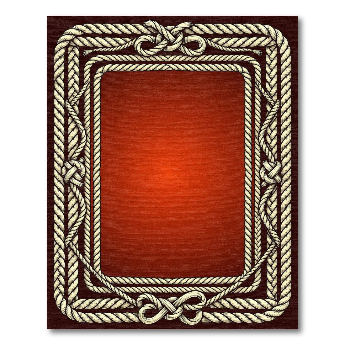 Braided Rope Nautical Border Crimson Rug