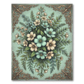 Vintage Aqua Floral Bouquet Illustration Rug