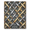 Ornate Gold Silver Interlocking Lattice Rug