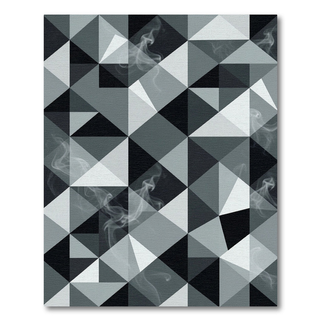 Monochromatic Smoked Geometric Triangle Abstract Rug