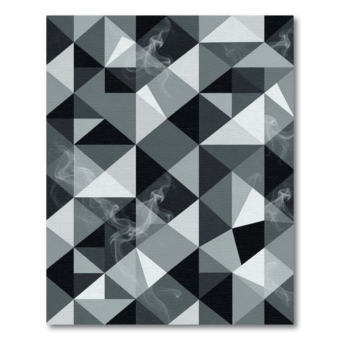 Monochromatic Smoked Geometric Triangle Abstract Rug
