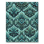 Elegant Teal Damask Floral Filigree Rug