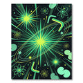Vibrant Green Atomic Burst Abstract Rug