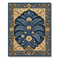 Elegant Navy Blue Golden Botanical Rug