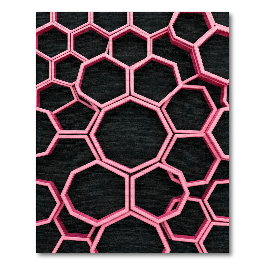 Modern Magenta Geometric Honeycomb Wall Art Rug