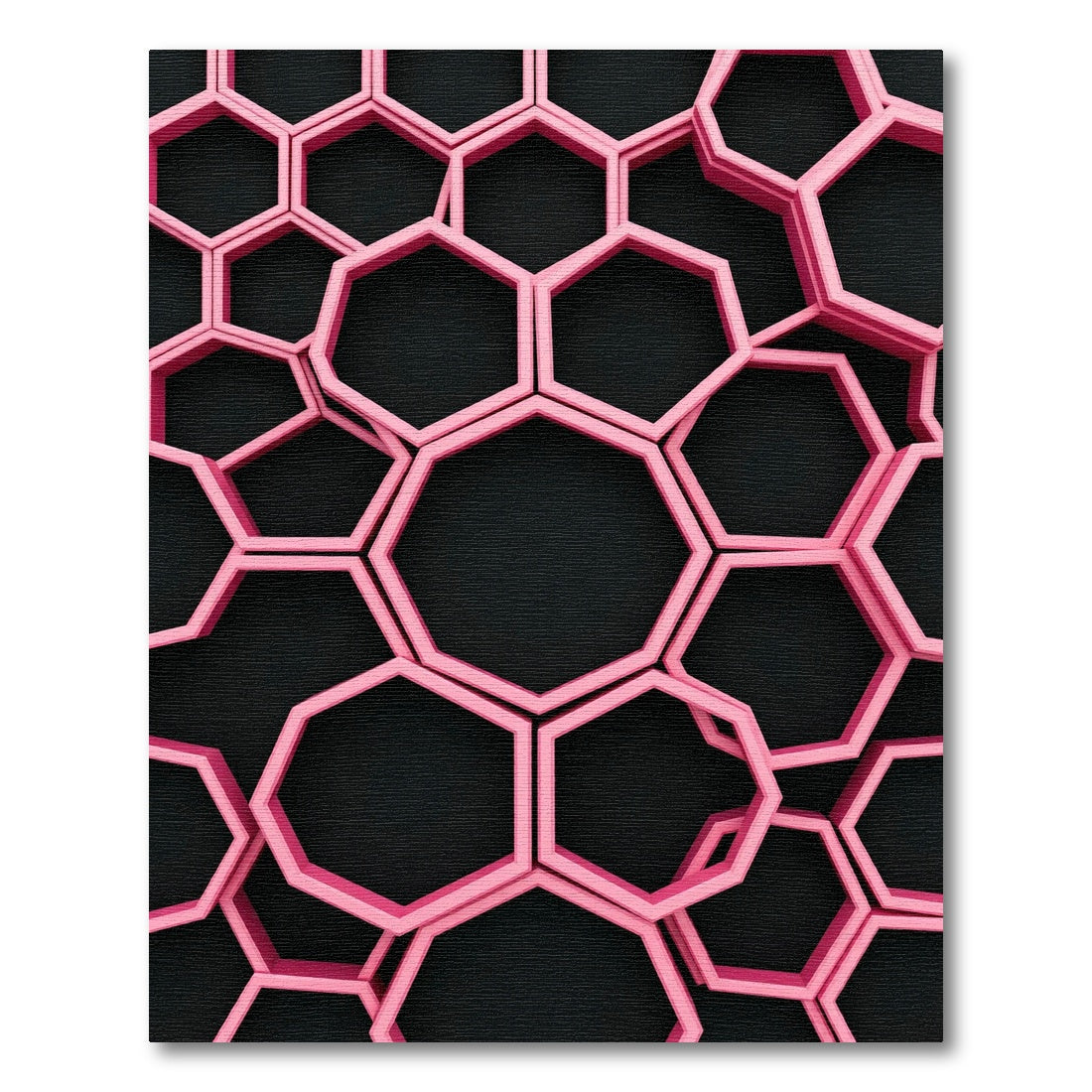 Modern Magenta Geometric Honeycomb Wall Art Rug