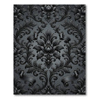 Ornate Dark Gray Floral Scroll Rug