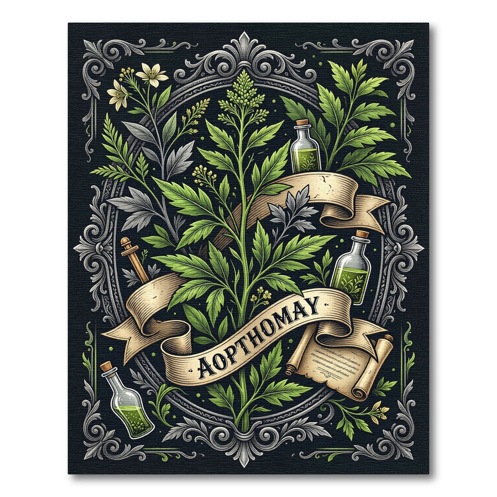 Botanical Apothecary Scroll Green Herbal Rug
