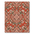 Coral Floral Damask Scrolling Vines Rug
