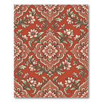 Coral Floral Damask Scrolling Vines Rug
