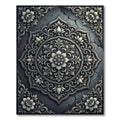 Ornate Gray Floral Mandala Relief Rug