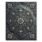 Ornate Gray Floral Mandala Relief Rug