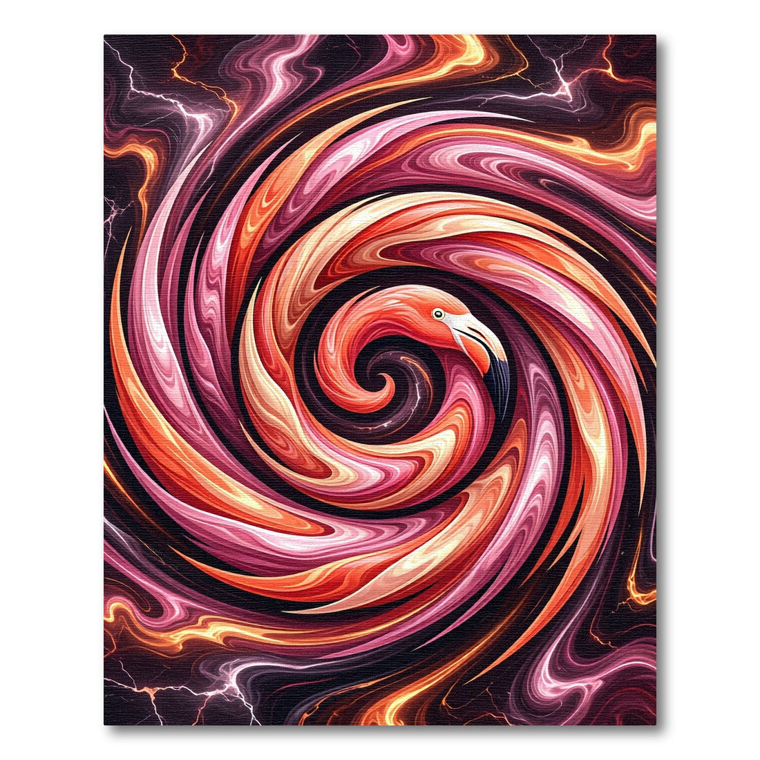 Fiery Flamingo Swirl Abstract Rug