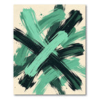 Abstract Emerald Black Brush Stroke Rug
