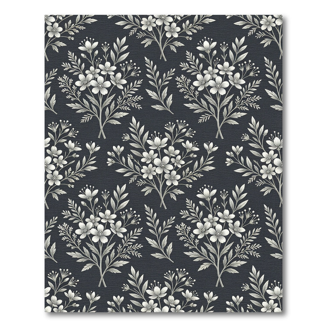 Delicate White Floral Branch Arrangement Rug