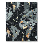 Abstract Weathered World Map Charcoal Tones Rug