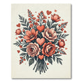 Coral Hearts and Blooms Bouquet Rug