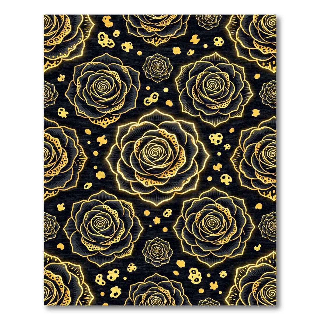 Gilded Black Rose Floral Arrangement Rug