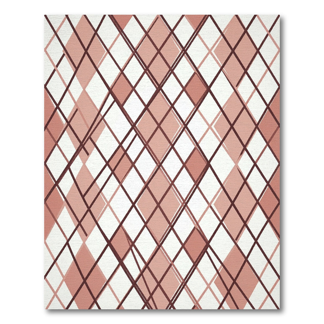 Sophisticated Dusty Rose Argyle Geometric Rug