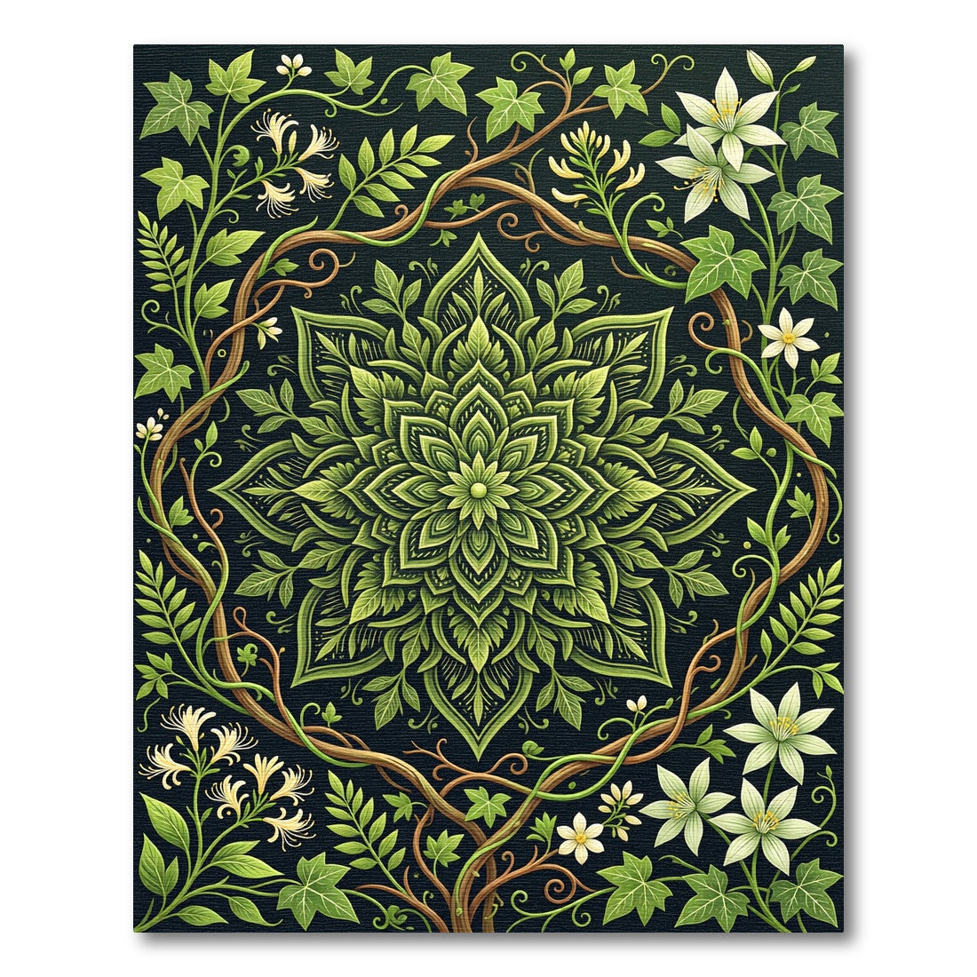 Botanical Leaf Mandala Ivy Vine Rug