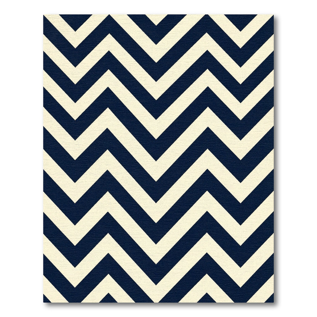 Navy and Cream Chevron Geometric Rug