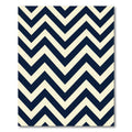 Navy and Cream Chevron Geometric Rug
