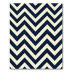 Navy and Cream Chevron Geometric Rug