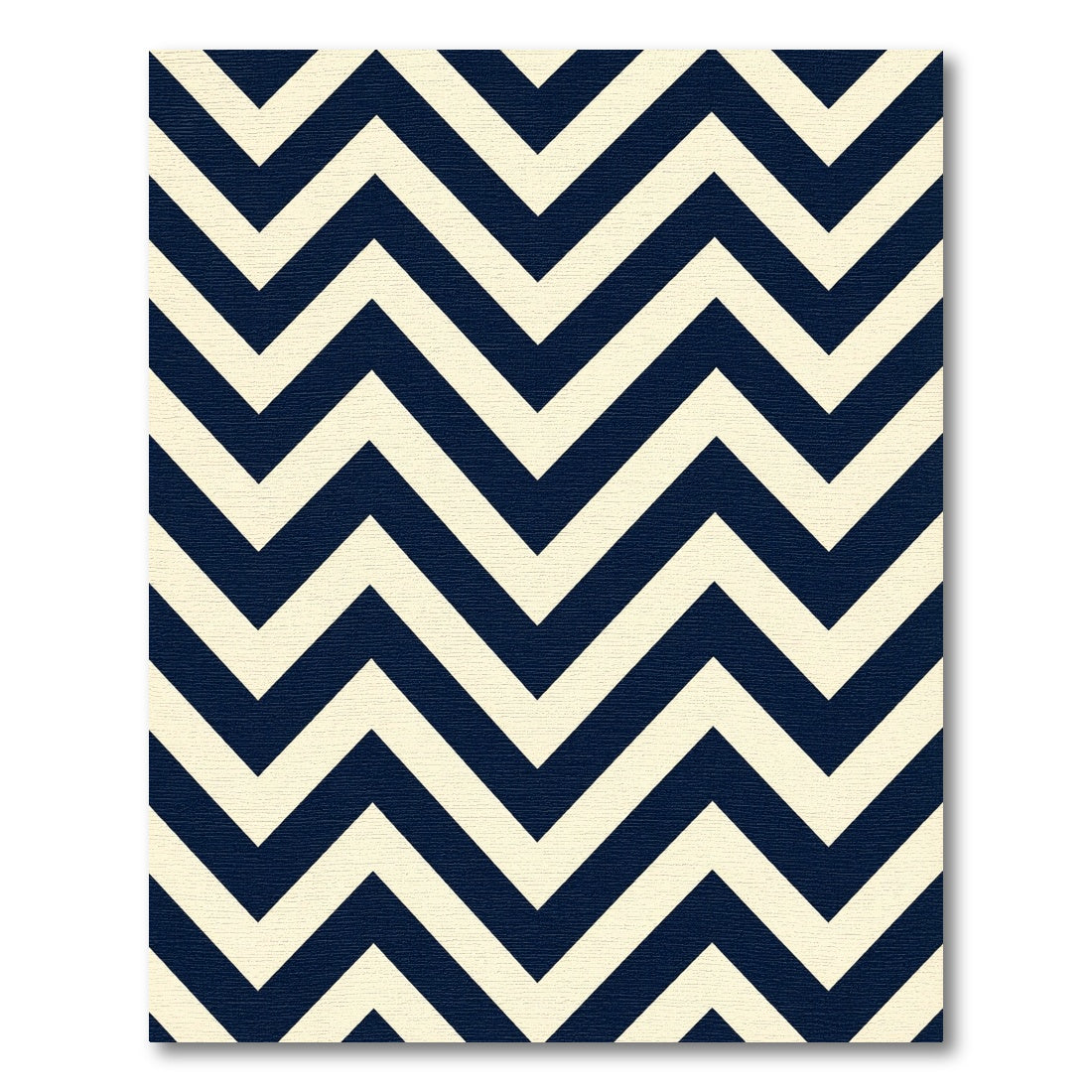 Navy and Cream Chevron Geometric Rug