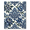 Indigo Blue Floral Damask Art Rug