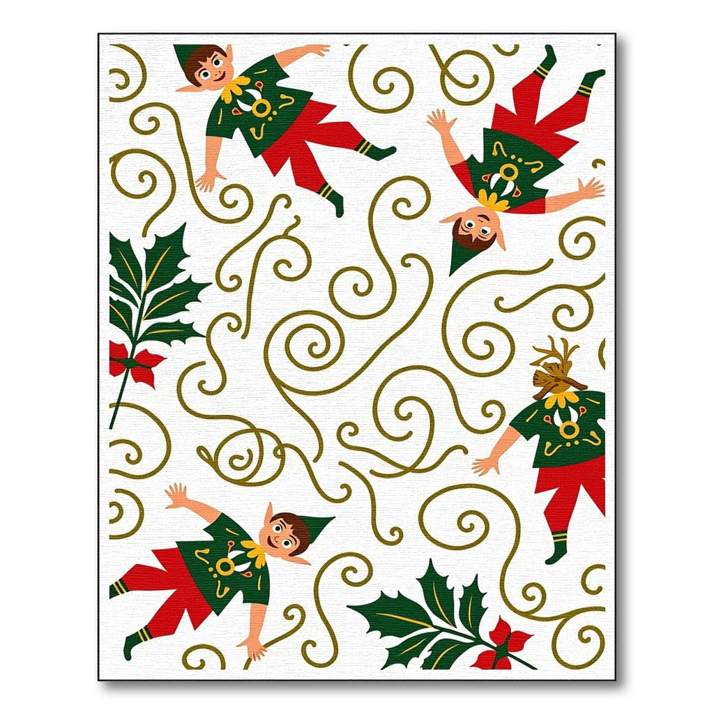 Whimsical Elf Holly Swirl Holiday Rug