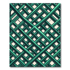 Deep Teal Interlocking Geometric Lattice Rug