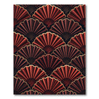 Art Deco Red Fan Pattern Rug