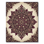 Crimson Floral Medallion With Border Rug