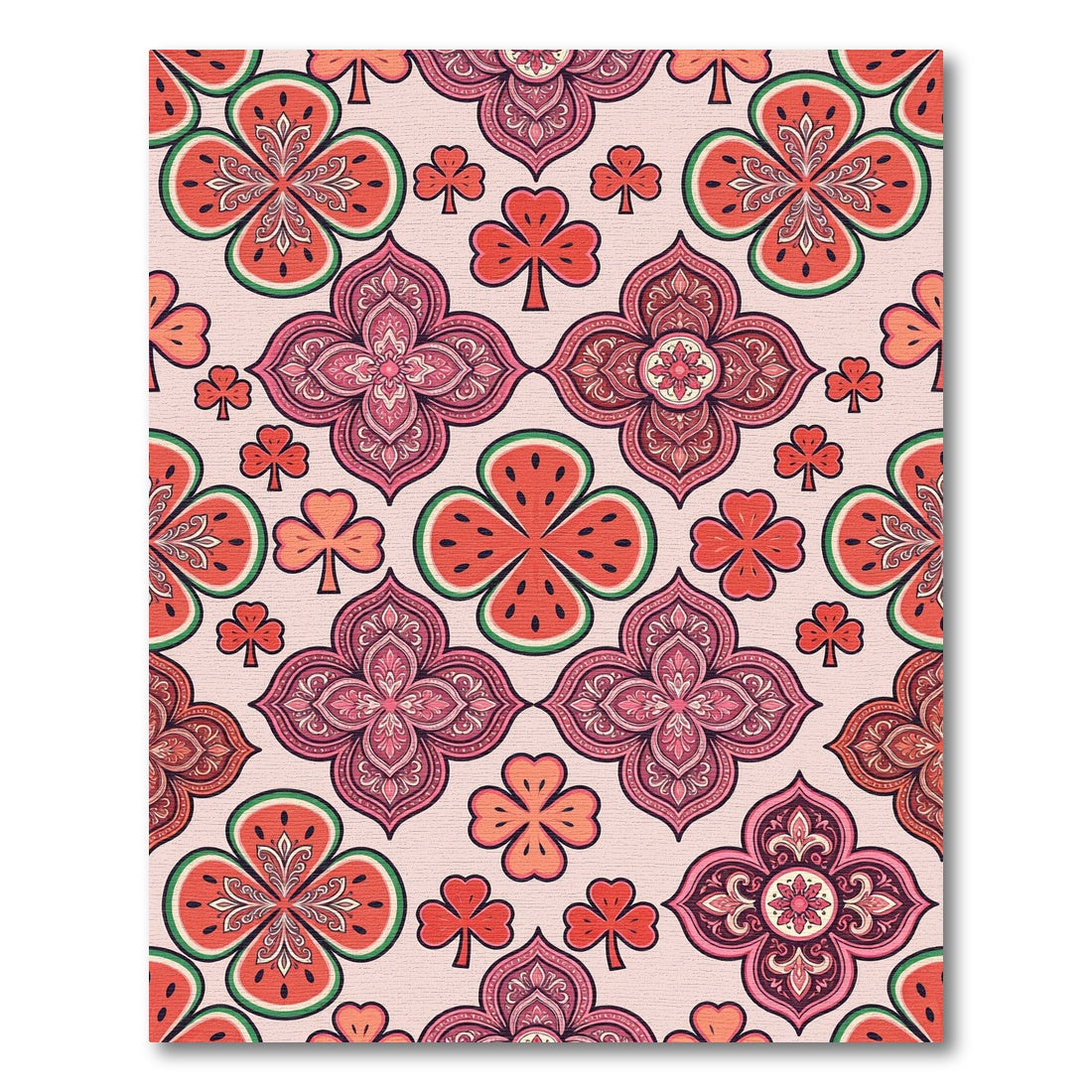Watermelon Clover Medallion Pink Rug